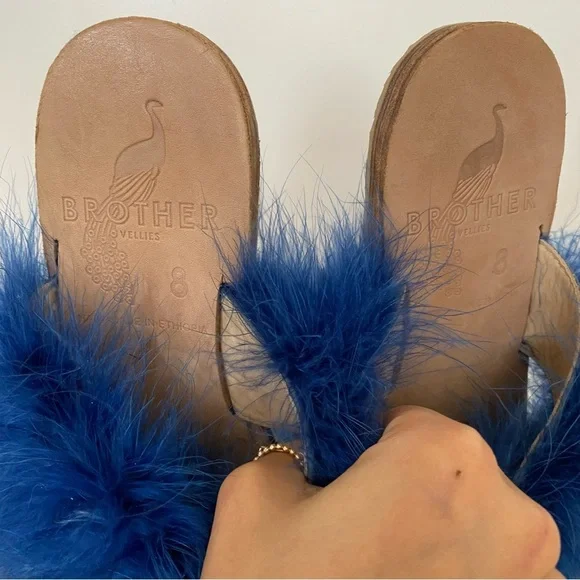 Brother Vellies Women's Lamu Marabou Feather Slide Sandals